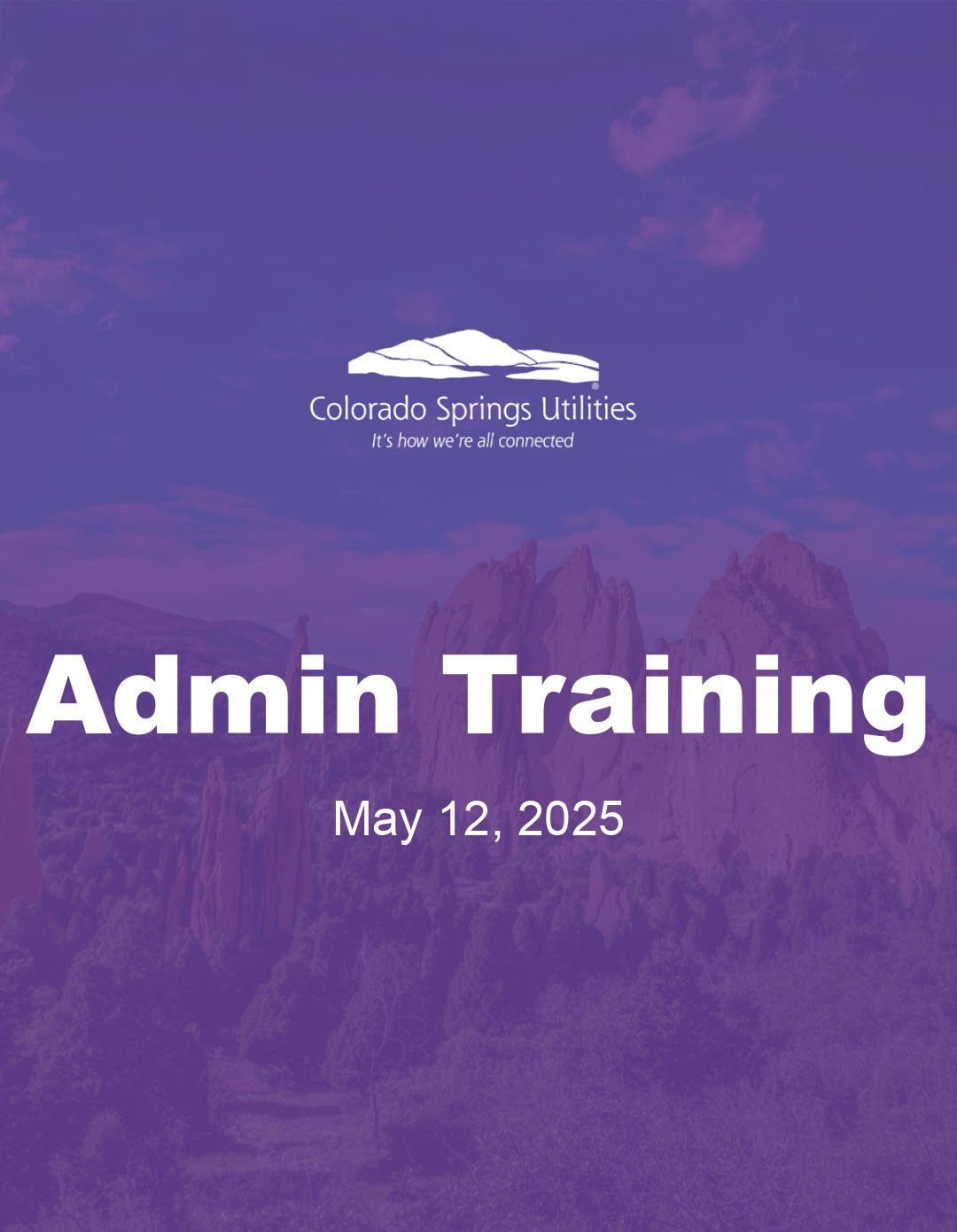 Screenshot of a PowerPoint slide titled "Admin Training, May 12, 2025"