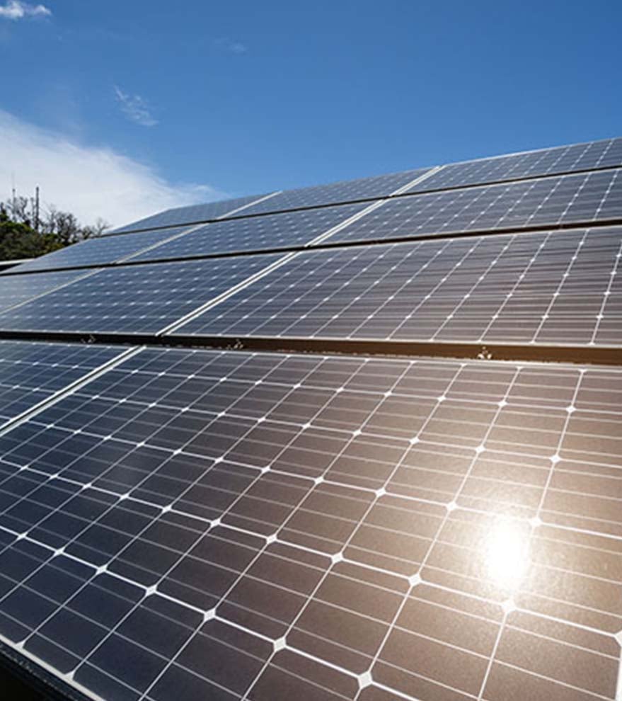 Sunlight reflecting on a solar panel.