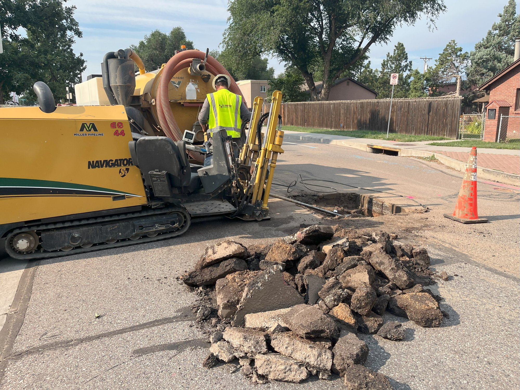 Natural gas construction in a residential neighborhood
