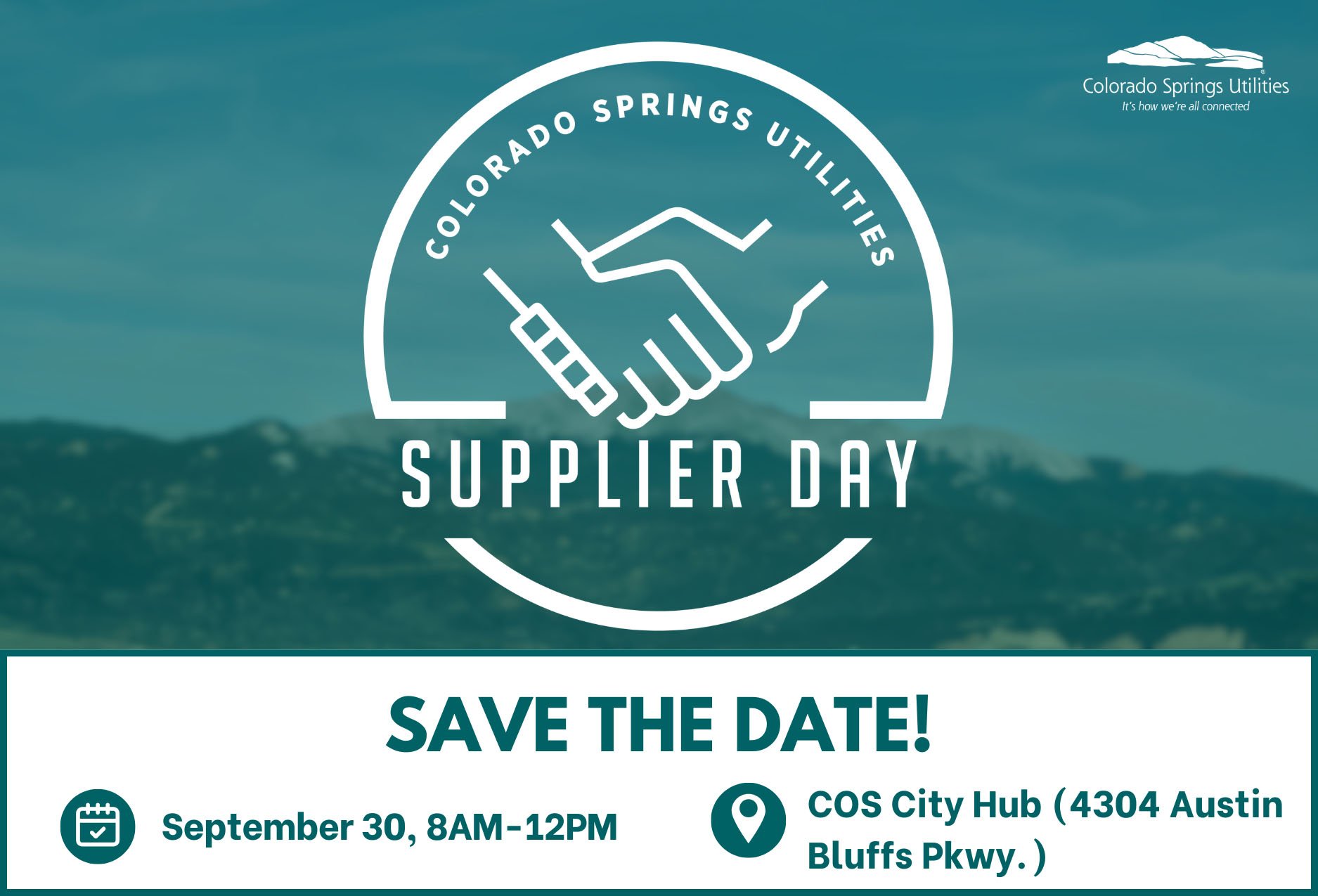 Save the date graphic for the 2025 supplier day event. Text on the graphic reads 